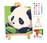 Mafenr Art Panda Paint by Numbers for Kids, Panda Paint by Number with Frame and Easel, Paint by Numbers for Children Age 5-8-12 for Gifts and Decor - 8X8Inch/20x20cm
