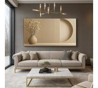 Mafett Large Beige Abstract Wall Art 3D Flat Effect Canvas 2cm Gallery Wrap | Size: A1 Mafett Beige A1