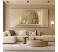 Mafett Large Canvas Wall Art Modern Abstract Beige Gold Circle Design Flat Effect Mafett Beige