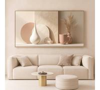 Mafett Modern Sandstone Geometric Canvas Flat Effect Unframed in Ivory Mafett Ivory