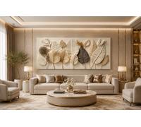 Mafett Premium Large Canvas Wall Art Beige Leaf Silhouette Print | Size: 150 cm × 80 cm Mafett Beige 150 cm × 80 cm