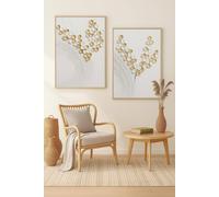 Mafett Set of 2 Abstract Textured Floral Wall Art Prints in Gold White | Size: A3 Mafett White A3