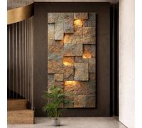 Mafett Stone Texture Effect Wall Art Canvas Print Contemporary Flat Design in Brown Mafett Brown