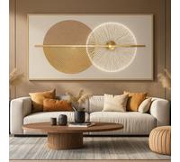Mafett Wall Art Canvas Modern Abstract Beige Gold Circle Design Unframed 2cm Gallery Wrap | Size: A1 Mafett Beige A1