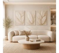 Mafett Whispers in Beige 3 Piece Feather Canvas Wall Art Prints | Size: W24" x H32" Mafett Beige W24" x H32"
