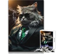 Mafia Cat in Suit Teenagers 1000 Piece Jigsaw Puzzle Fun Learning Cognitive Game Thoughtful Unique Present Selection Size 38x52cm