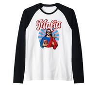 Mafia - red White Blue Party Fan Jesus Funny Pun Let's go Raglan Baseball Tee