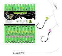 MAFIMOEA Surf Fishing Rigs, High Low Bait Hooks, Colorful Plastic Beads, Saltwater Fishing Tackle for Catfish, Fluke, Flounder, Snapper, Sea Trout, 4 Count (Hi-Lo Double Rigs-4/0 Hook-10PCS)