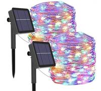 mafiti 2 Pack Coloured Solar Lights Outdoor Garden,Total 24M/80Ft 240 LED 8 Modes Solar Garden Lights Waterproof String Lights Copper Wire Decorative Lighting for Patio,Yard,Party,Wedding