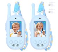 Mafiti Video Walkie Talkies for Kids,2 Pack Kids Walkie Talkies Rechargeable,1000 Feet Range,Fun Toys for Indoor Outdoor,Christmas Birthday Gifts for Boys and Girls Ages 3-12(Blue+Blue)