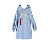 MAFSMJP Women's Spring Chinese Style Hoodies Sweatshirt Dress Hanfu Long Sleeve Embroidery Thick Cheongsam 7 XL