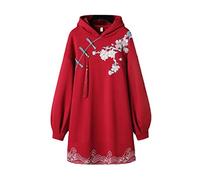 MAFSMJP Women's Spring Chinese Style Hoodies Sweatshirt Dress Hanfu Long Sleeve Embroidery Thick Cheongsam 16 XL