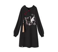 MAFSMJP Women's Spring Chinese Style Hoodies Sweatshirt Dress Hanfu Long Sleeve Embroidery Thick Cheongsam 2 XL