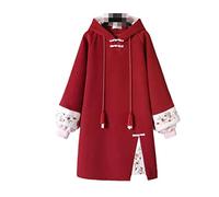 MAFSMJP Women's Spring Chinese Style Hoodies Sweatshirt Dress Hanfu Long Sleeve Embroidery Thick Cheongsam 9 M