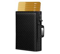 mafudoxi Men's Wallet, RFID Protection Card Case, Slim Wallet with Coin Compartment, Premium Card Holder for 8 Credit Cards, Smart Wallet, Carbon fibre, 10×7×3, Contemporary