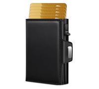 mafudoxi Men's Wallet, RFID Protection Card Case, Slim Wallet with Coin Compartment, Premium Card Holder for 8 Credit Cards, Smart Wallet, black, 10×7×3, Contemporary