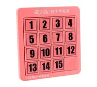 MAFUSE Magnetic Sliding Number Puzzle 4x4, Built-in Strong Magnets Anti-Drop Klotski Game, Smooth Gliding Brain Teaser Puzzles, ABS Logic Math Toy Travel Games for Kids and Adults (红色)