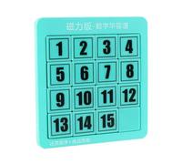 MAFUSE Magnetic Sliding Number Puzzle 4x4, Built-in Strong Magnets Anti-Drop Klotski Game, Smooth Gliding Brain Teaser Puzzles, ABS Logic Math Toy Travel Games for Kids and Adults (green)