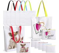 MAFYE 10 Pack Sublimation Blanks Canvas Tote bag, Reusable Large Grocery Bags DIY Heat Transfer Cosmetic Makeup Shopping Bags with Customized Color for DIY, Advertising, Halloween Craft Present