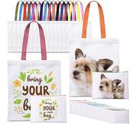 MAFYE 30 Pcs Sublimation Blanks Tote Bags, 15 Pcs Reusable Grocery Bags DIY Heat Transfer Canvas Bags & 15 Pcs Makeup Bags Shopping Totes with Customized Color for DIY, Advertising, Halloween Craft
