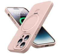 Mag-Ring Designed for iPhone 14 Pro Max Case, Liquid Silicone [Moisturizing Factor] Extreme Soft Slim Phone Case with Stand [Compatible with MagSafe]for 14 Promax 6.7 inch Men Women, Light Pink