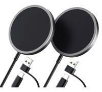 Mag-Safe Charger for iPhone 17 2-Pack, JSAUX 15W Magnetic Wireless Charger for MagSafe Charger, iPhone 17 Air Pro Max/16/15/14/13/12 Series/Airpods, Mag Wireless Charging Pad-Black