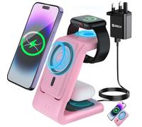 Mag safe Charger Stand, Travel Accessories for Mag-Safe Battery Pack 5000mAh Detachable, Magnetic Wireless Charger for iPhone 14 15 Pro Max 13 12, Portable Powerbank for iWatch 8 7, for Airpods Pro