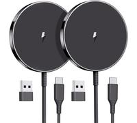 Mag-Safe Charger Wireless Charger iPhone,15W Fast mag-safecharger for iPhone 16/15/14/13/12 Series 2 pack 5ft magnetic charger for AirPods 3/2/Pro 2/Pro Mag-Safe Original Replacement (Black)