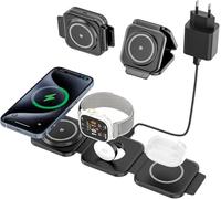 Mag-Safe Wireless Charging Station for iPhone, 3 in 1 Foldable Wireless Charger Compatible with iPhone 14, 13, 12, 11 Pro Max Plus, Travel Charging Station for Apple Watch and AirPods