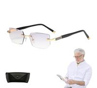 Mag Vision Glasses - 2025 Upgraded Automatic Zoom Blue Light Blocking Reading Glasses, Unisex Borderless Lenses for Women& Men (Gold,+350)