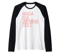 MAGA IS A FASCIST CULT - stand against fascism (pink) Raglan Baseball Tee