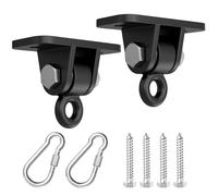 Magacyo Porch Swing Hanging Kit, Heavy Duty Swing Hangers Outdoor Indoor Ceiling Patio Playground Tree Yoga Seat Trapeze Swingset Hardware Bracket 2 Set with Mounting Snap Hook Screw Washer (Black)