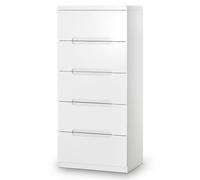 magaly high gloss chest of 5 drawers narrow in white