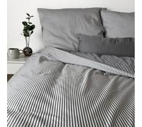 Magano® Luxury Cushion Cover 50 x 70 cm Stripes Grey/White Bamboo & Cotton Satin 400 TC Premium Quality Hypoallergenic and Climate Regulating Reversible Cushion Cover 1 x Pillowcase 50 x 70 cm