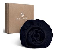 MAGANO® Luxury fitted sheet, 200 x 200 cm, blue, bamboo and cotton satin, 400 TC premium quality, hypoallergenic and thermo-regulating, fitted sheet, dark blue