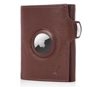 MAGATI Slim Wallet with Coin Compartment, RFID Protection, Mini Wallet Men & Women, Small, il Santo Card Holder, Shopping Trolley Chip Compartment, Wallet, dark brown, airtag wallet, XL coin