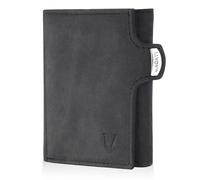 MAGATI Slim Wallet with Coin Compartment, RFID Protection, Mini Wallet Men & Women, Small, il Santo Card Holder, Shopping Trolley Chip Compartment, Wallet, Black vintage, Slim Wallet, XL coin