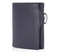 MAGATI Slim Wallet with Coin Compartment, RFID Protection, Mini Wallet Men & Women, Small, il Santo Card Holder, Shopping Trolley Chip Compartment, Wallet, Navy-Beige, Slim Wallet, XL coin compartment