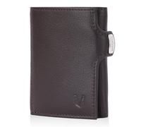 MAGATI Slim Wallet with Coin Compartment, RFID Protection, Mini Wallet Men & Women, Small, il Santo Card Holder, Shopping Trolley Chip Compartment, Wallet, Espresso-Orange, Slim Wallet, XL coin