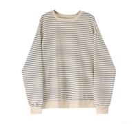 MAGAUSVZVK Fashionable striped round neck pullover top with long sleeves and loose fit, suitable for daily, vacation, and club activities(M)