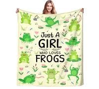 Magazasi Cute Frog Blanket Gifts for Women Just a Girl Who Loves Frogs Soft Cozy Flannel Frog Throw Blanket Gift for Frogs Lovers Women Kids Girls Adults Bed Decor 50"X40"INCH