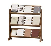 Magazine Display Rack Behind The Door, 3-Tier Narrow Floor Bookshelf, Free Standing Wooden Bookcase(39.4in)