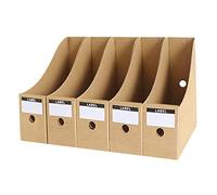 Magazine File Holder with Labels 5 Pack Document Organizer Hard Cardboard Loose Papers Storage Shelf Books and Art Projects Divider Rack Desk Files Filling Box for Home,Office, School Dormitory