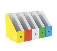 Magazine File Holder with Labels 5 Pack Document Organizer Hard Cardboard Loose Papers Storage Shelf Books and Art Projects Divider Rack Desk Files Filling Box for Home,Office, School Dormitory