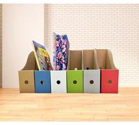 Magazine Files A4 Wide, magazine file holder Cardboard Stable Flat Base Design, Standing Folder Cardboard, Rectangular, 10 A4 Collection Folders with Labels Excellent Desk Organiser- filing boxes