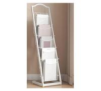 Magazine Holder Rack,Modern Metal Magazine Rack Holder for Living Room/Office - Freestanding 5-Tier Organizer Shelf with 5 Pockets for Brochures, Journals, Files, and Books (White)
