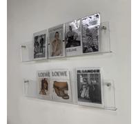 Magazine holder wall mount acrylic shelf, 2-Pack Clear Acrylic Magazine Rack Wall Mount Fashion Hanging Bookshelf(60cm/23.6in)