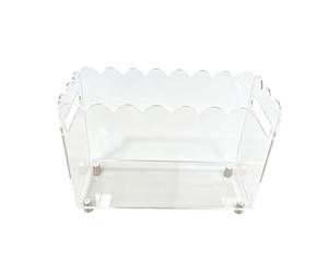 Magazine Organizer Clear File Holder with Scalloped Trim, Open Top Paper Storage for Desk Shelf Counter Home Study Document Sorter Mail Holder Upright Folder Rack Transparent Literature Bin Paper File