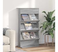 Magazine Rack 4-Tier Grey Sonoma Engineered Wood 70x41x126cm Slim Modern Storage