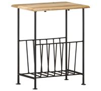Magazine Rack 40x30x50 cm Solid Mango Wood & Steel Black Brown Side Table Accent